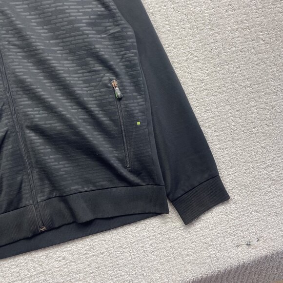Hugo Boss Track Jacket Tech Full Zip Men L Geometric Black AOP w/ Yellow Logo - Picture 4 of 16